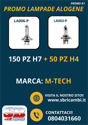 PROMO LAMPADE ALOGENE H7 150 PZ + H4 50 PZ