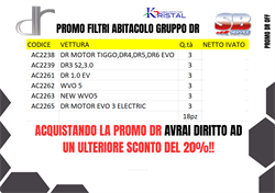 PROMO KIT FILTRI ABITACOLO KRISTAL GRUPPO DR (18PZ assortiti)