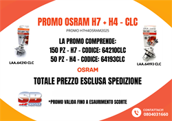 PROMO LAMPADE ALOGENE OSRAM H7CLC + H4CLC (150 H7 + 50 H4)